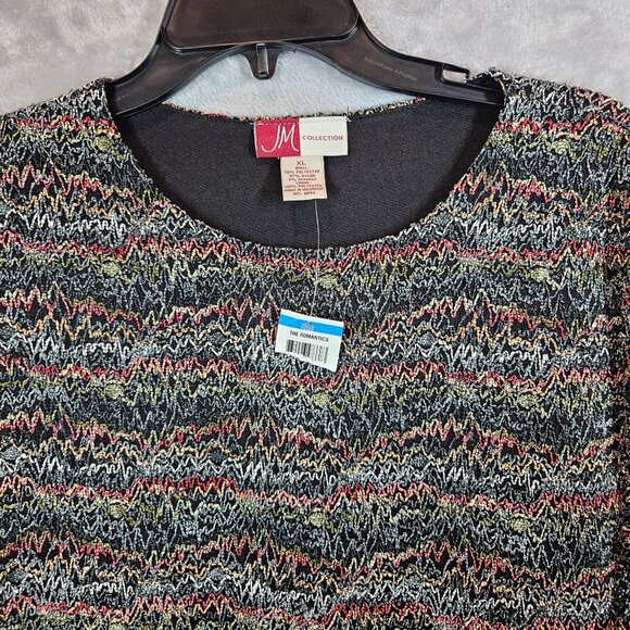 NWT JM Collection Tunic Blouse Womens XL multicolor knit overlay career modest - Picture 4 of 11